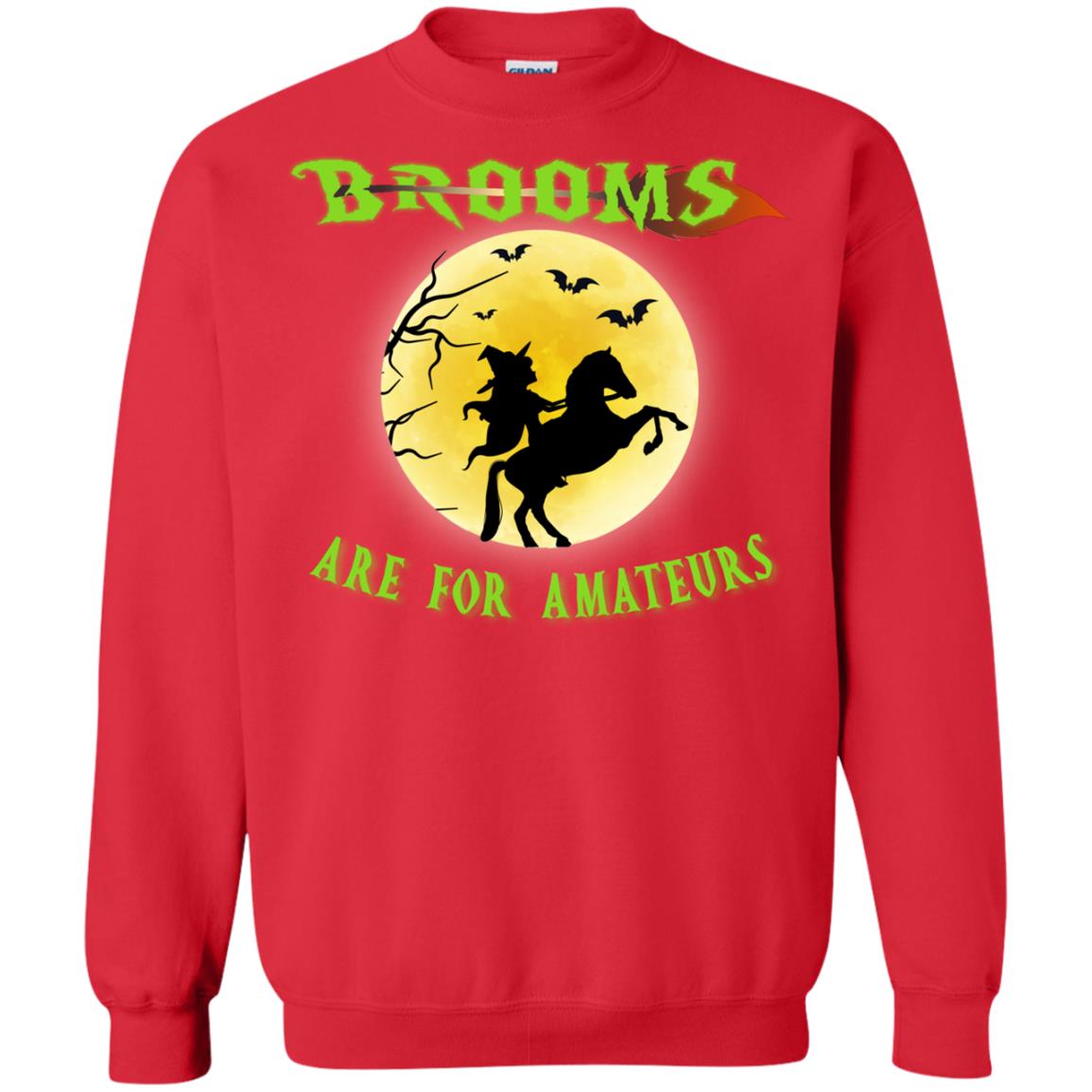 Brooms Are For Amateurs Witches Ride A Horse Funny Halloween Shirt Red