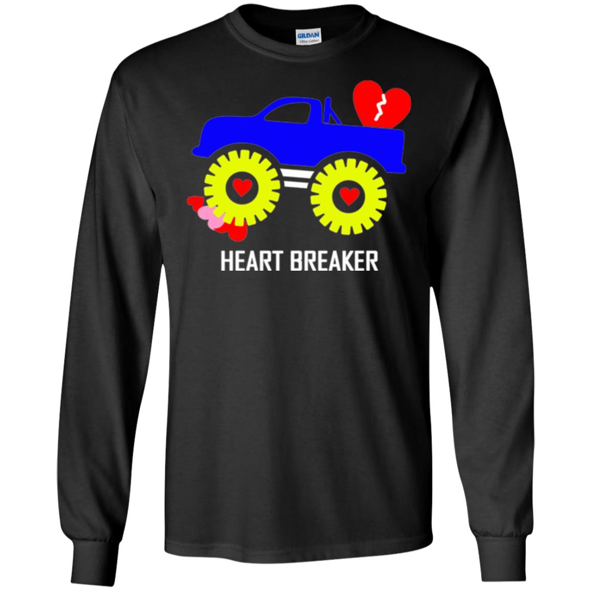 Heart Breaker Cute Blue Monster Truck Valentine_s Day T-shirt Black