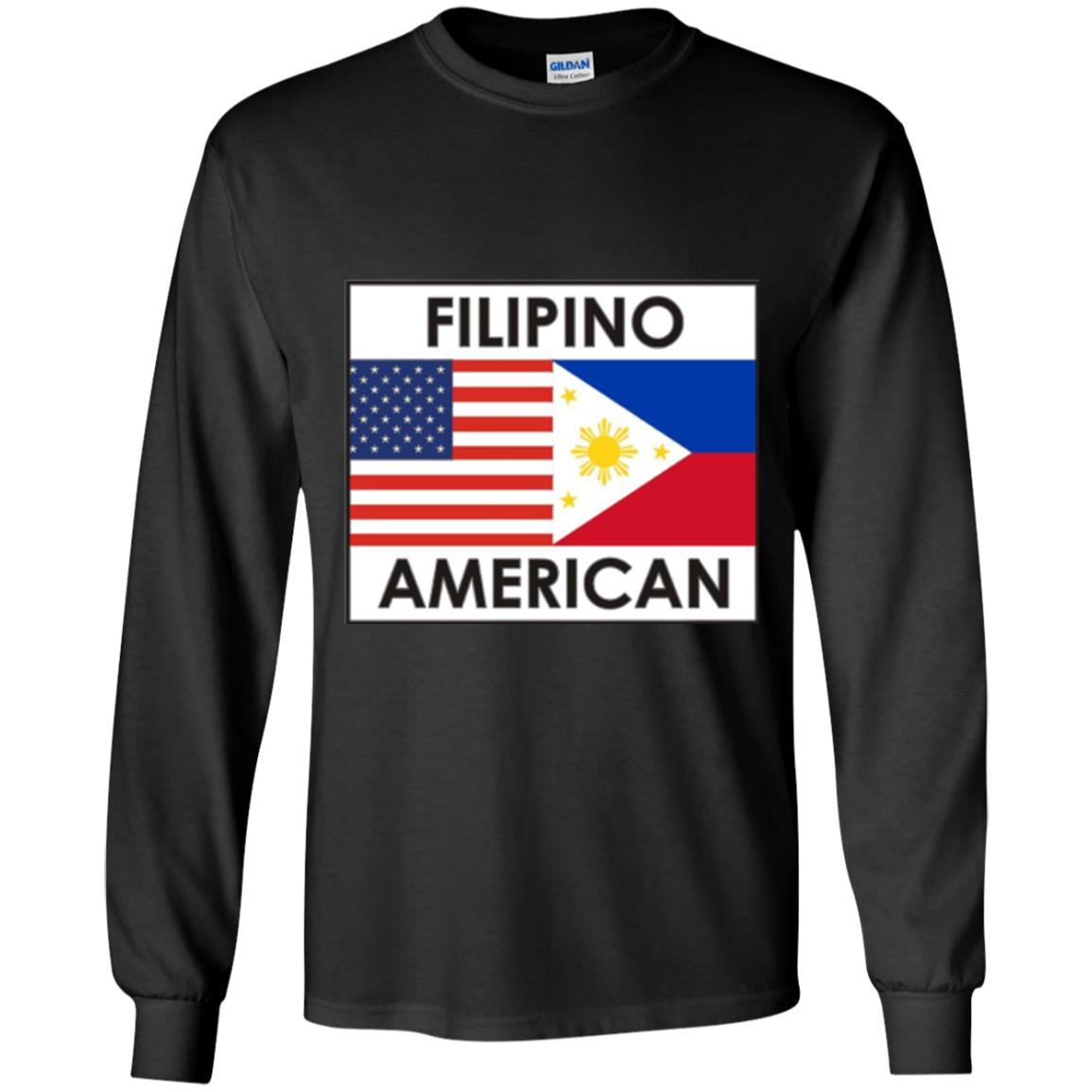 Filipino American T-shirt Philippines Usa Flags Black