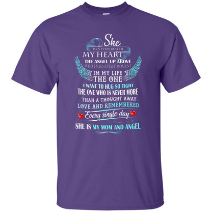 She Is In Every Beat Of My Heart The Angel Up Above She Is My Mom And Angel Shirt Purple