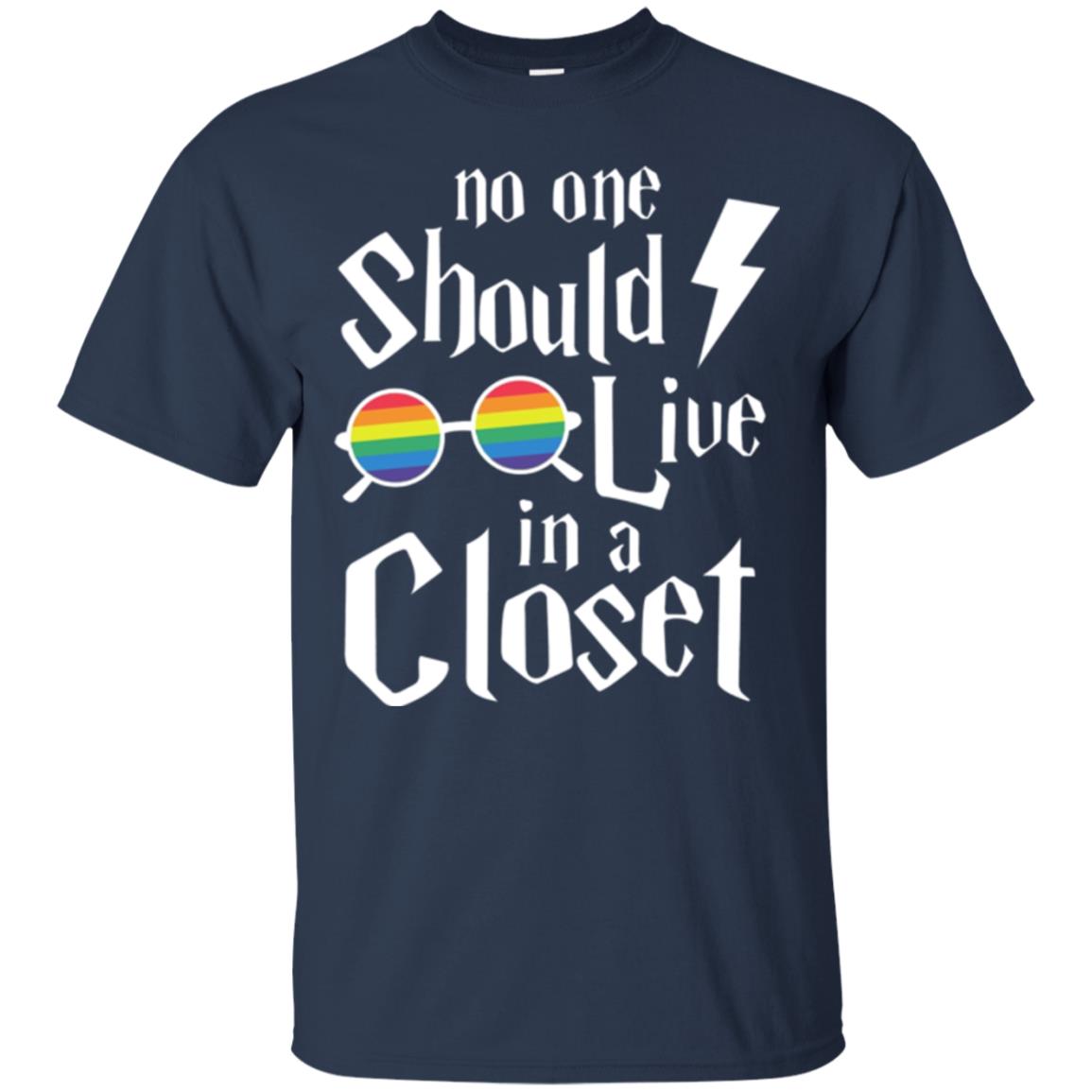 Lgbt T-shirt No One Should Live In A Closet Navy