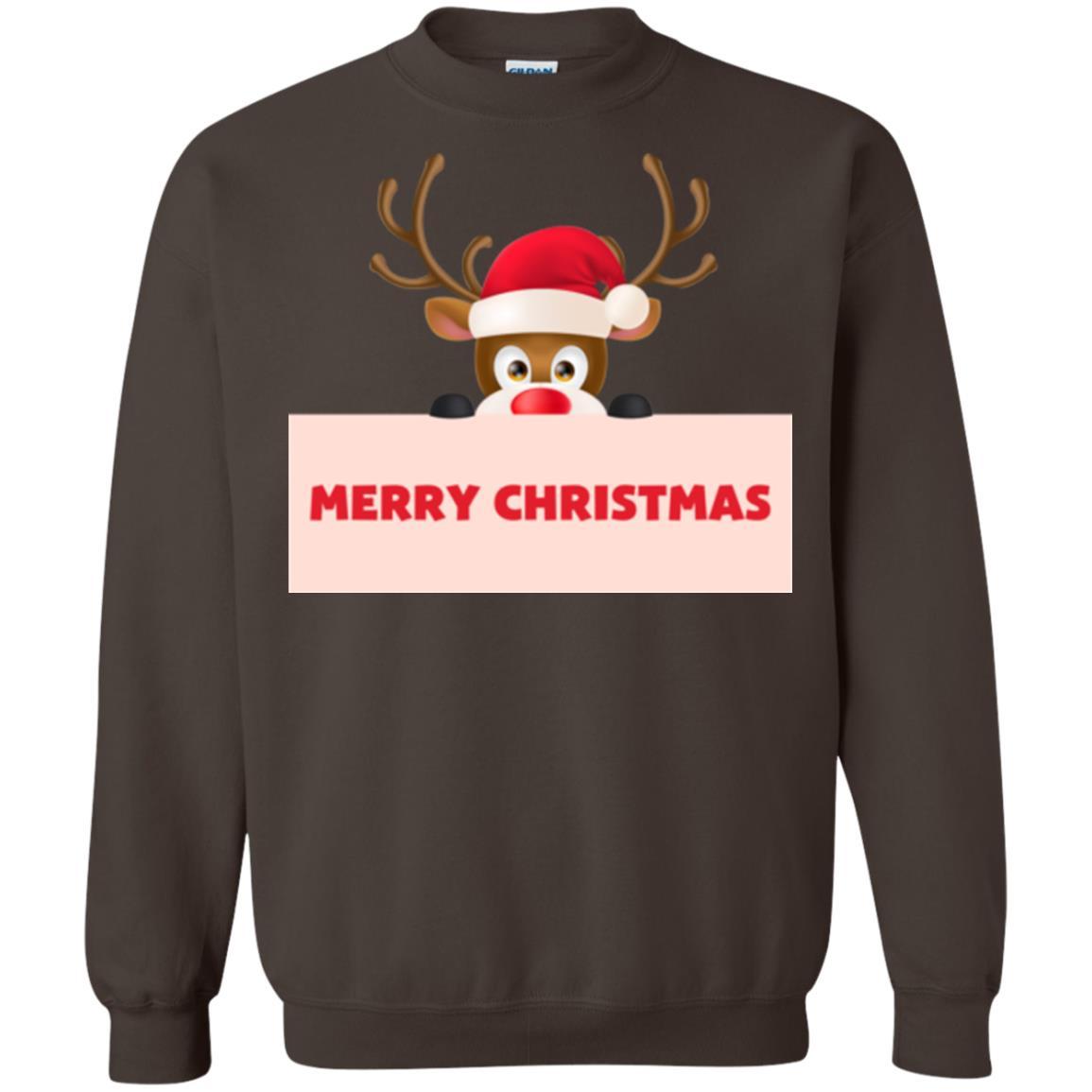 Christmas T-shirt Reindeer Merry Christmas T-shirt Dark Chocolate