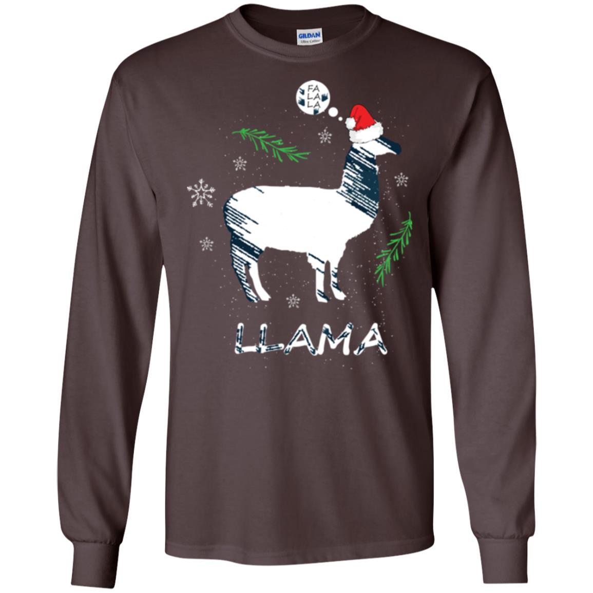Christmas T-shirt Fa La La La Llama T-shirt Dark Chocolate