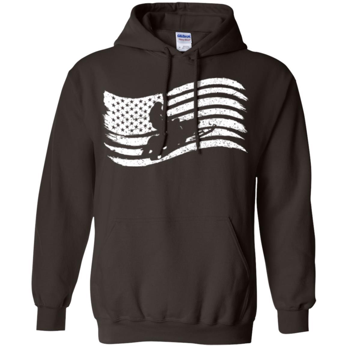 Snowmobile Rider T-shirt American Flag Dark Chocolate