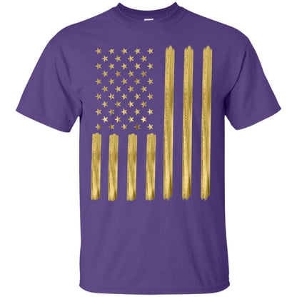 Faux Gold Paint American Flag T-shirt Purple