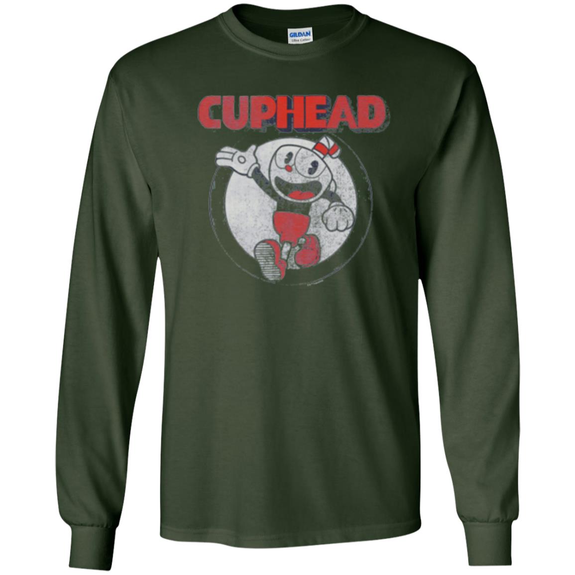 Cuphead T-shirt Cuphead Waving Circle Portrait Forest Green