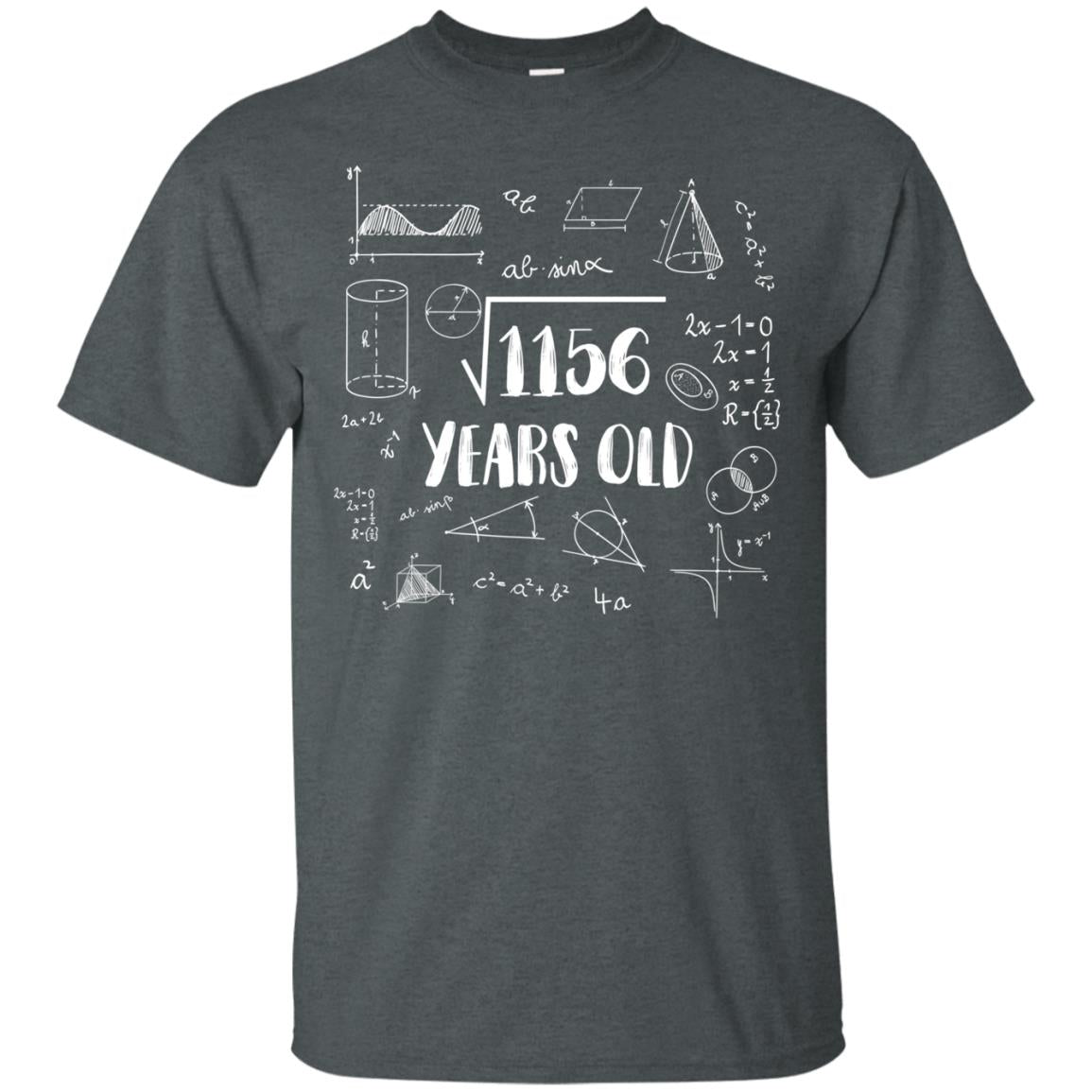 Square Root Of 1156 34th Birthday 34 Years Old Math T-shirt Dark Heather
