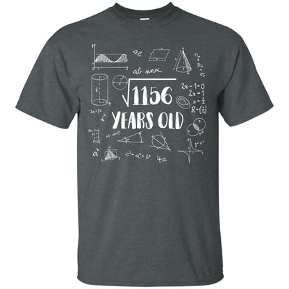 Square Root Of 1156 34th Birthday 34 Years Old Math T-shirt Dark Heather