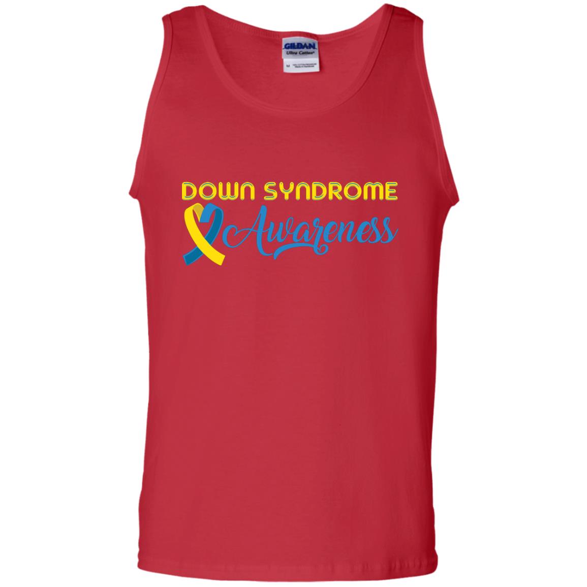 Yellow And Blue Ribbons Down Syndrome Awareness T-shirt Red