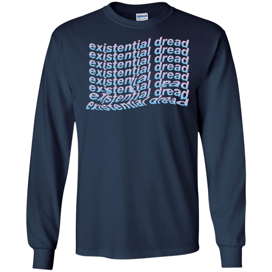 Existential Dread Waves Melting Distortion Aesthetic T-shirt Navy