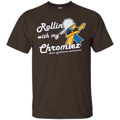 Rolling With My Ehromiez Down Syndrome Awareness T-shirt Dark Chocolate