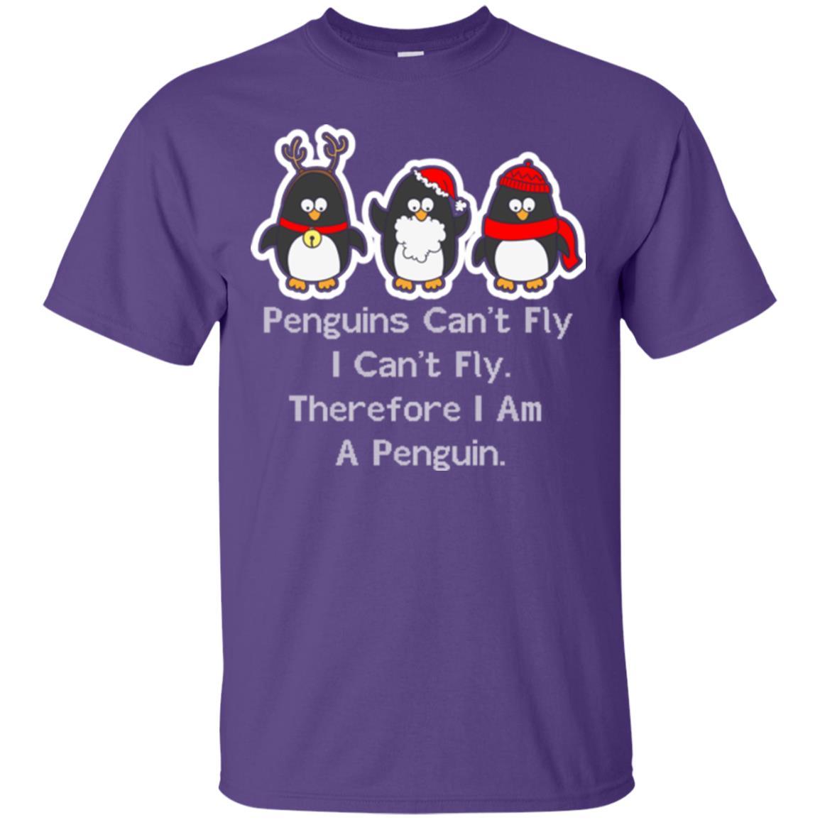 Penguins Lover T-shirt Can't Fly I Can't Fly Therefore I Am A Penguin Purple