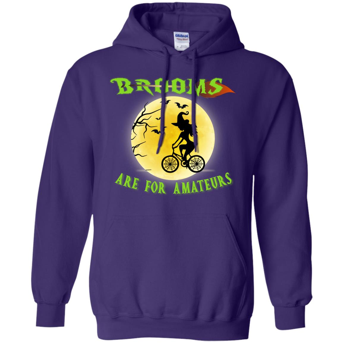 Brooms Are For Amateurs Witches Ride A Bicycle Funny Halloween Shirt Purple