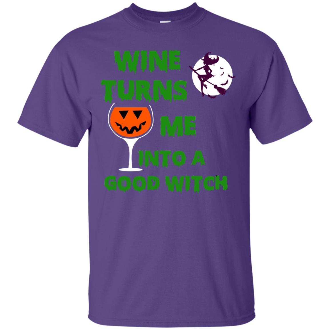 Wine Turns Me Into A Good Witch Halloween Wine Lovers Shirt Purple