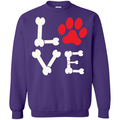 Love My Dog Red Pawprint Dog Bones T-shirt Purple