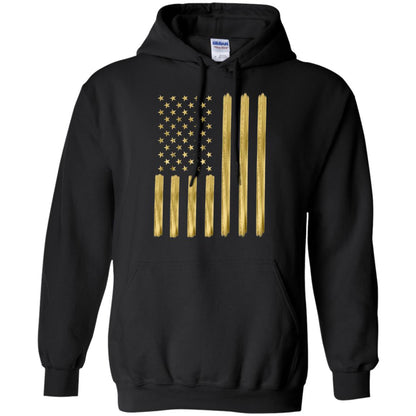 Faux Gold Paint American Flag T-shirt Black