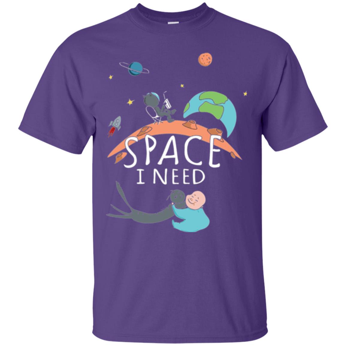 Funny Astronaut Universe Pun T-shirt I Need Space Purple