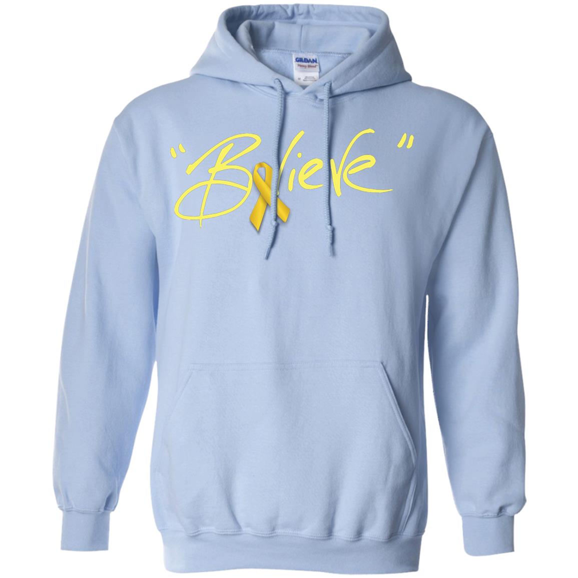 Childhood Cancer Awareness Shirt Gold Ribbon Believe Light Blue