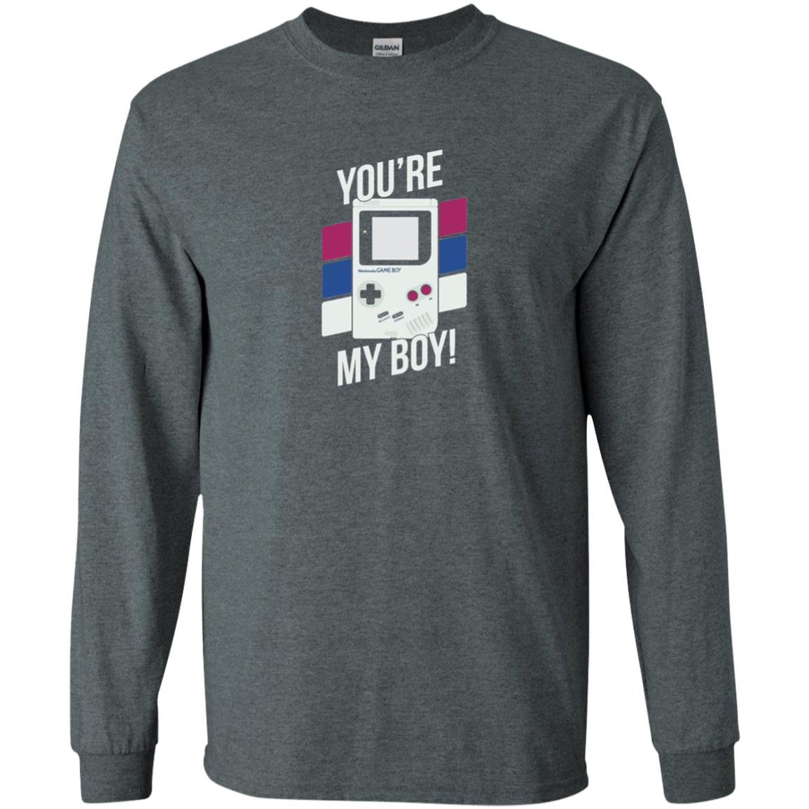 You_re My Boy Stripe Graphic Game Shirt For Boy Dark Heather