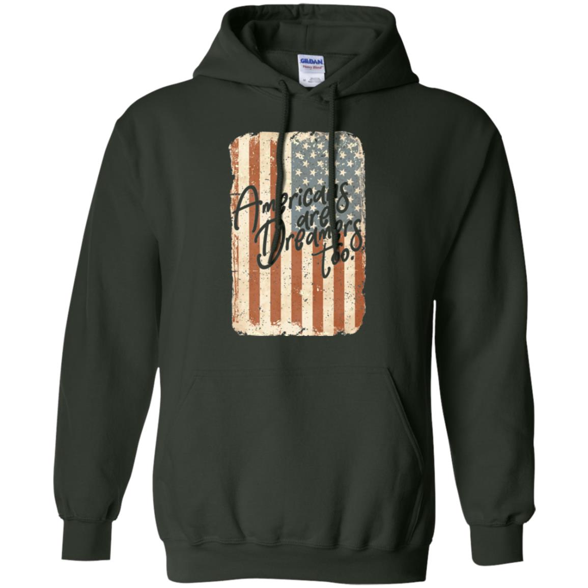 Americans Are Dreamers Too T-shirt American Flag Forest Green