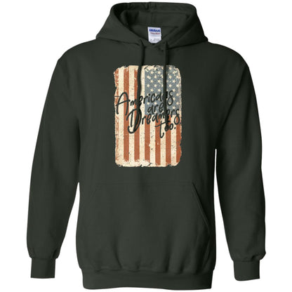 Americans Are Dreamers Too T-shirt American Flag Forest Green