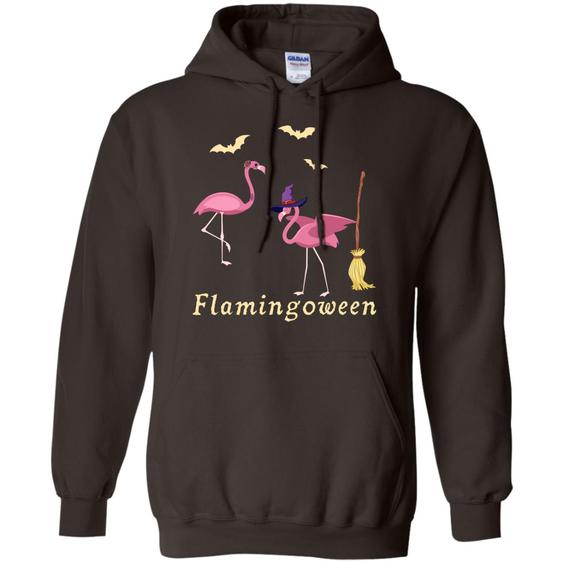 Flamingoween Flamingo Wicth Ride Stick Funny Quote On Haloween Gift Shirt Dark Chocolate