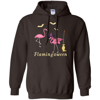 Flamingoween Flamingo Wicth Ride Stick Funny Quote On Haloween Gift Shirt Dark Chocolate