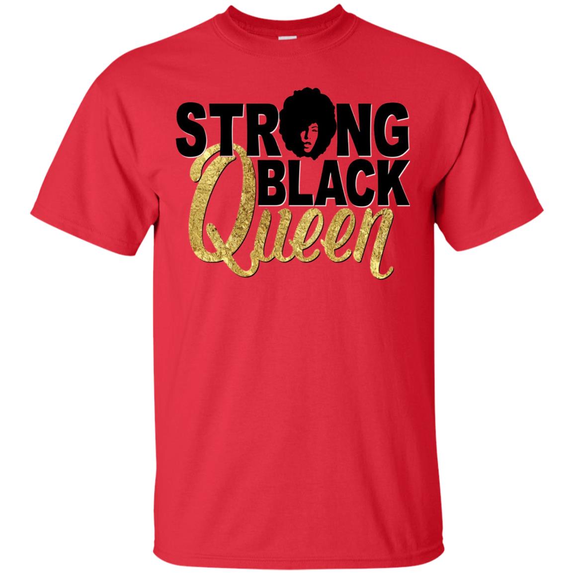 Strong Black Queen Gold Afro Melanin Black Girl Magic T-shirt Red