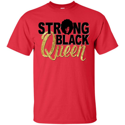 Strong Black Queen Gold Afro Melanin Black Girl Magic T-shirt Red