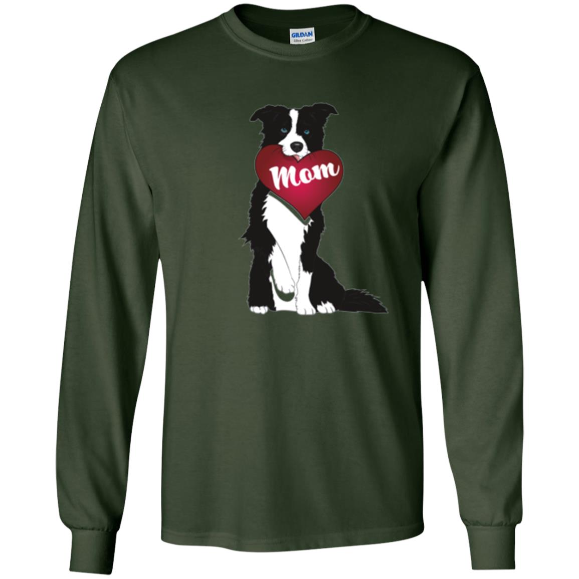 Dog Lover T-sshirt Border Collie Fetching Valentine Heart Forest Green