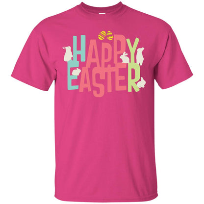 Happy Easter Eggs Bunny T-shirt Heliconia