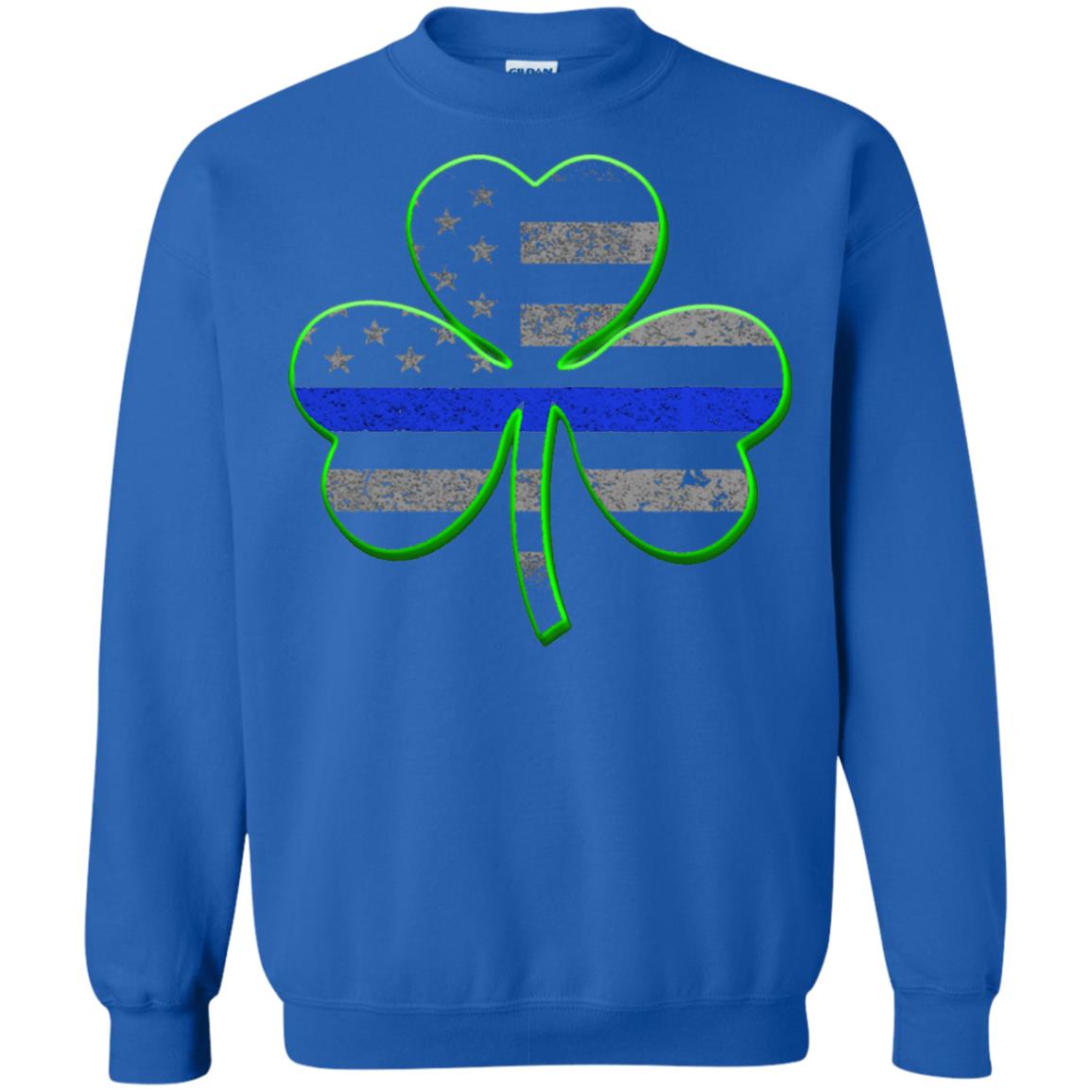 Thin Blue Line St Patrick_s Day Clover T-shirt Royal