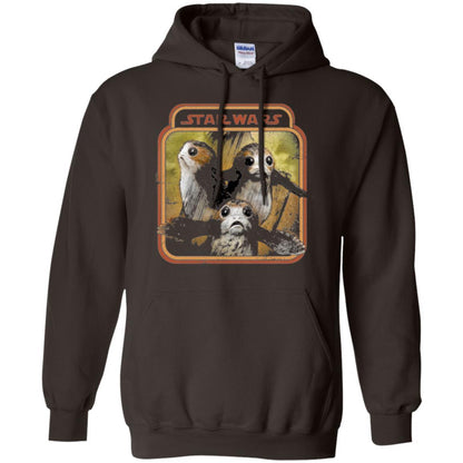 Film T-shirt Star Wars Last Jedi Porg Triplets Retro Box Graphic Dark Chocolate