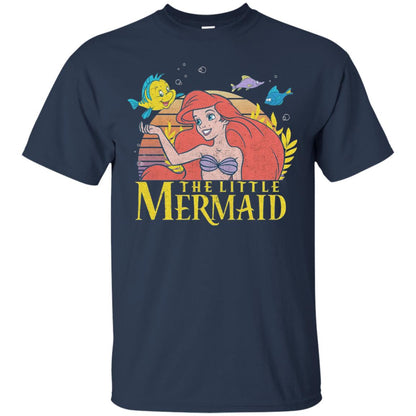 Cartoon T-shirt Mermaid Ariel Flounder Navy