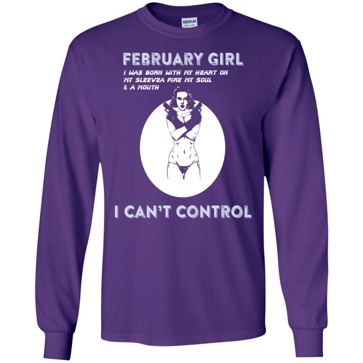 February Girl I Was Born With My Heart T-shirt Purple