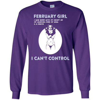 February Girl I Was Born With My Heart T-shirt Purple