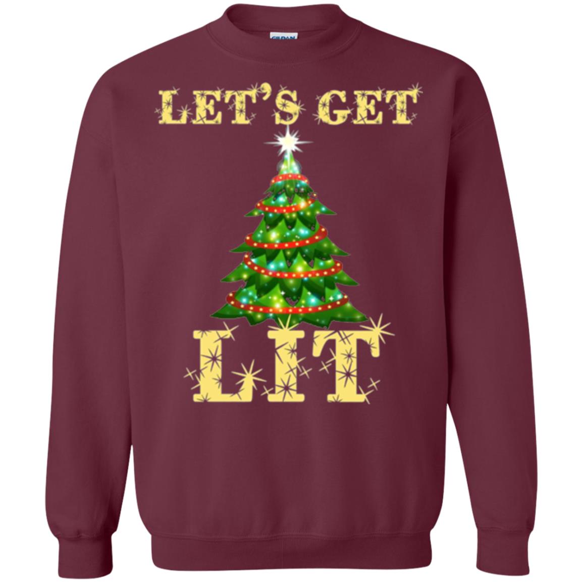 Christmas T-shirt Let_s Get Lit Maroon