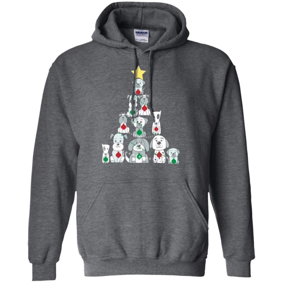 Dogs Lovers T-shirt Christmas Tree By Dogs Dark Heather