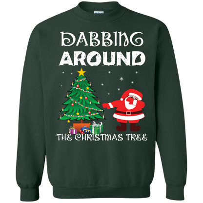 Christmas T-Shirt Dabbing Around The Christmas Tree Forest Green