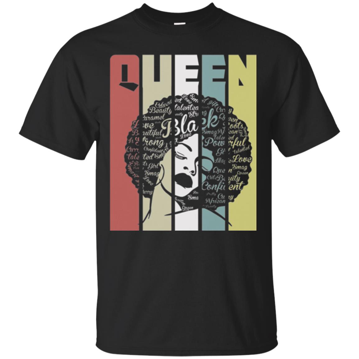 Vintage Retro Strong Black Woman With Natural Hair Afro T-shirt Black