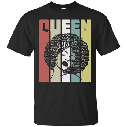 Vintage Retro Strong Black Woman With Natural Hair Afro T-shirt Black