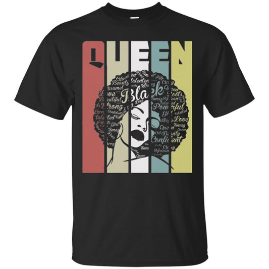 Vintage Retro Strong Black Woman With Natural Hair Afro T-shirt Black