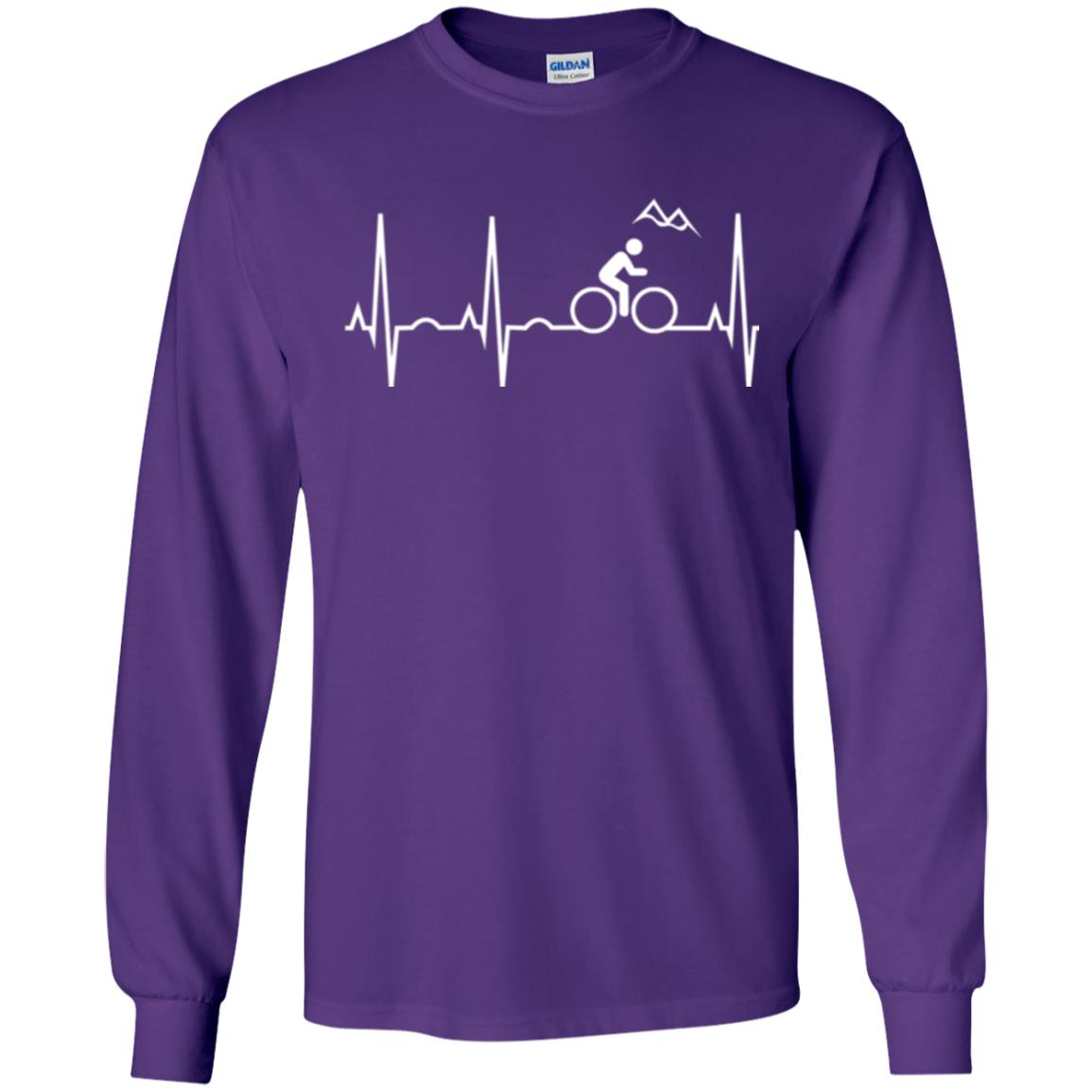 Mountain Bike Heartbeat Mountain Biking T-shirt Purple