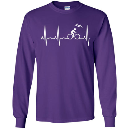 Mountain Bike Heartbeat Mountain Biking T-shirt Purple