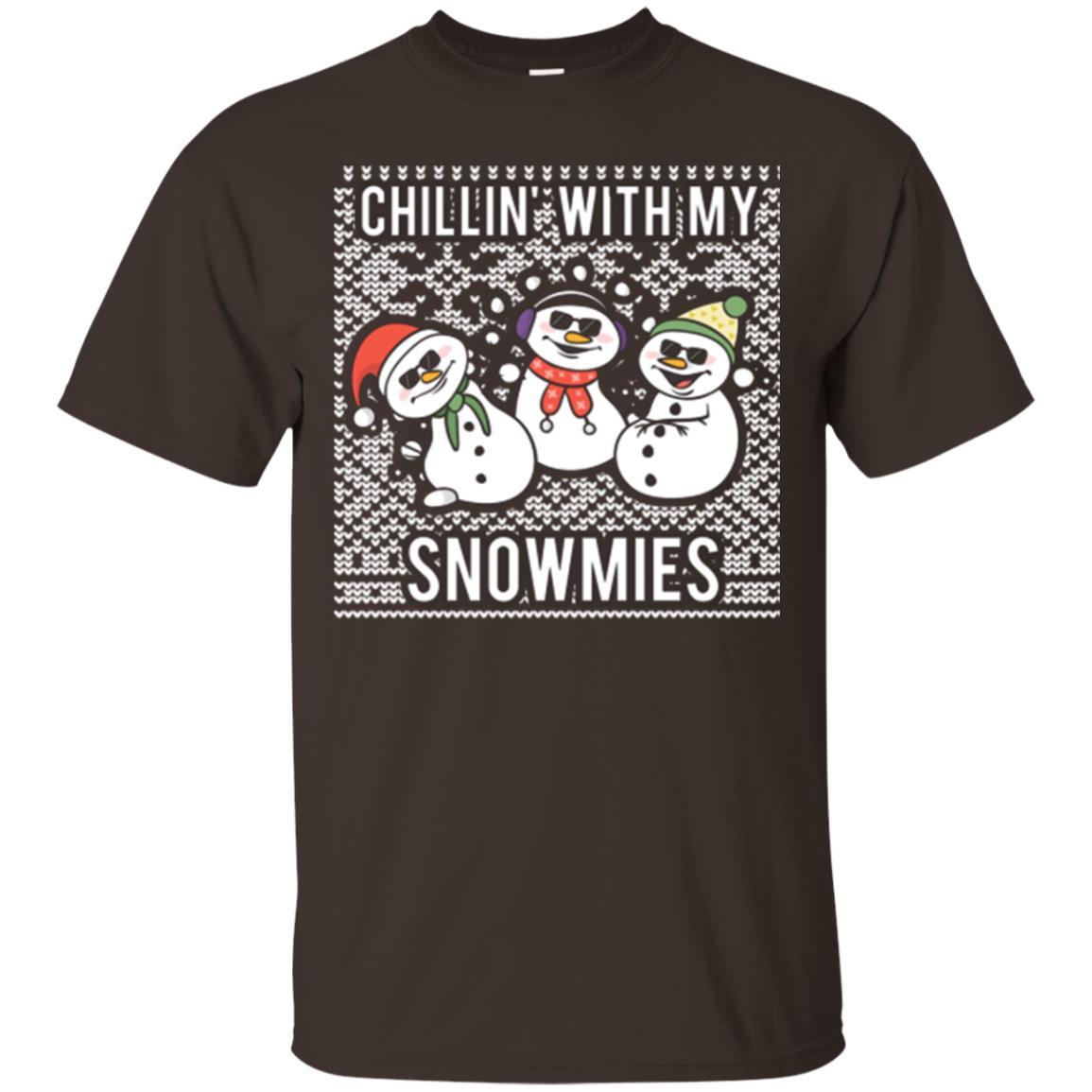 Christmas T-shirt Chillin' With My Snowmies Dark Chocolate