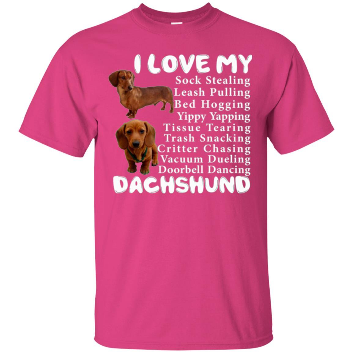 Dachshund T-shirt Sock Stealing Bed Hogging Heliconia