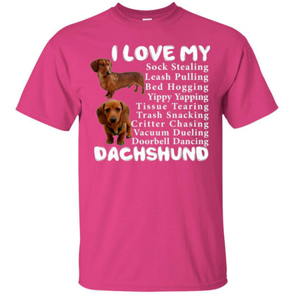 Dachshund T-shirt Sock Stealing Bed Hogging Heliconia