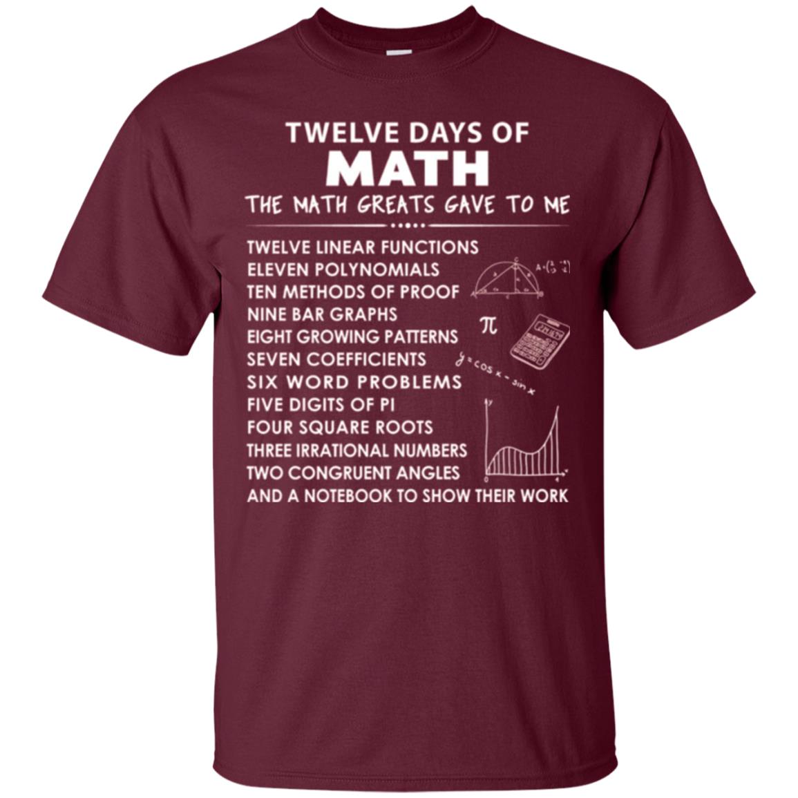 Math T-shirt Twelve Days Of Math Maroon