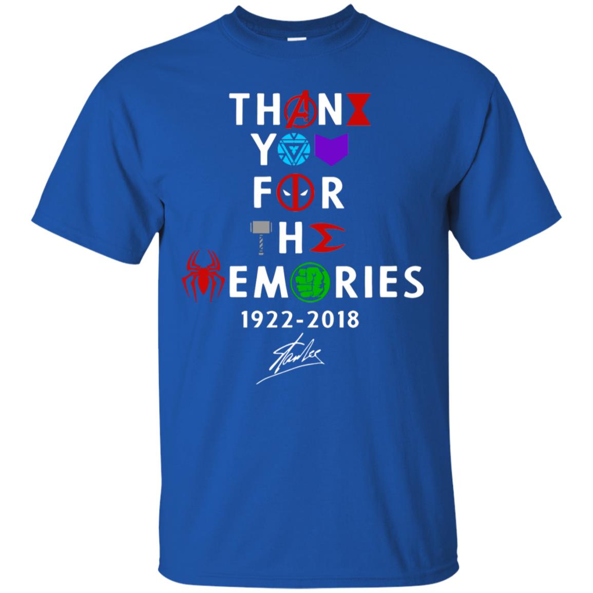 Thank You For The Memories Stan Lee Movie Hero Fan Shirt Royal