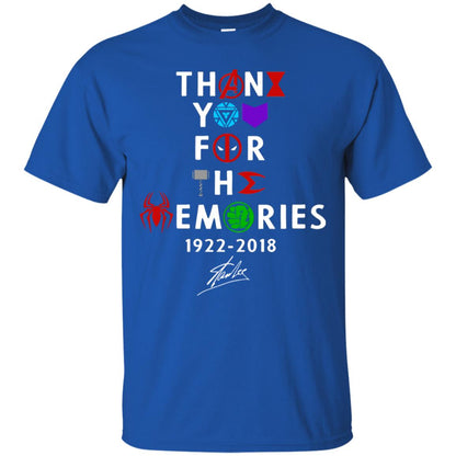 Thank You For The Memories Stan Lee Movie Hero Fan Shirt Royal